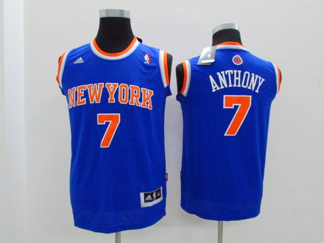 Adidas NBA New York Knicks Youth #7 Anthony blue jerseys->youth nba jersey->Youth Jersey